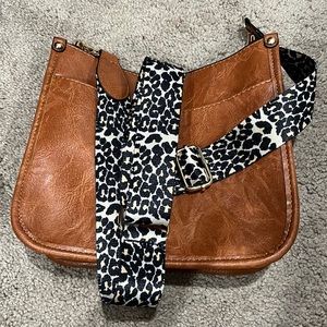 Brown cross body leather bag